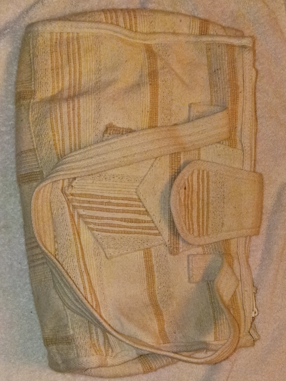 Vintage Striped Woven Bag in Beige and Tan